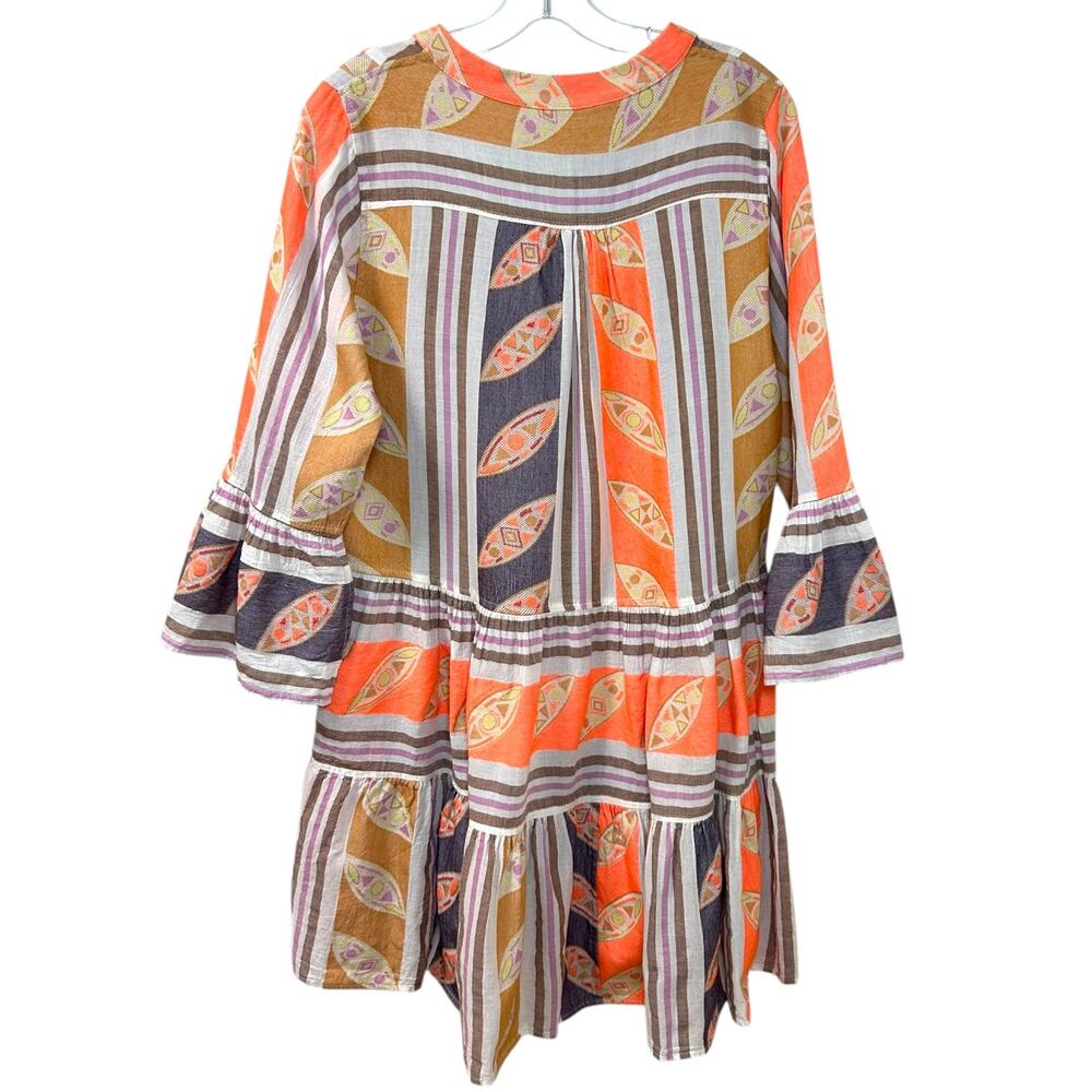 Devotion Twins NWT 'Hermosa' Tunic Mini Dress, Boho, Pattern Orange Lilac, Small - Picture 4 of 12